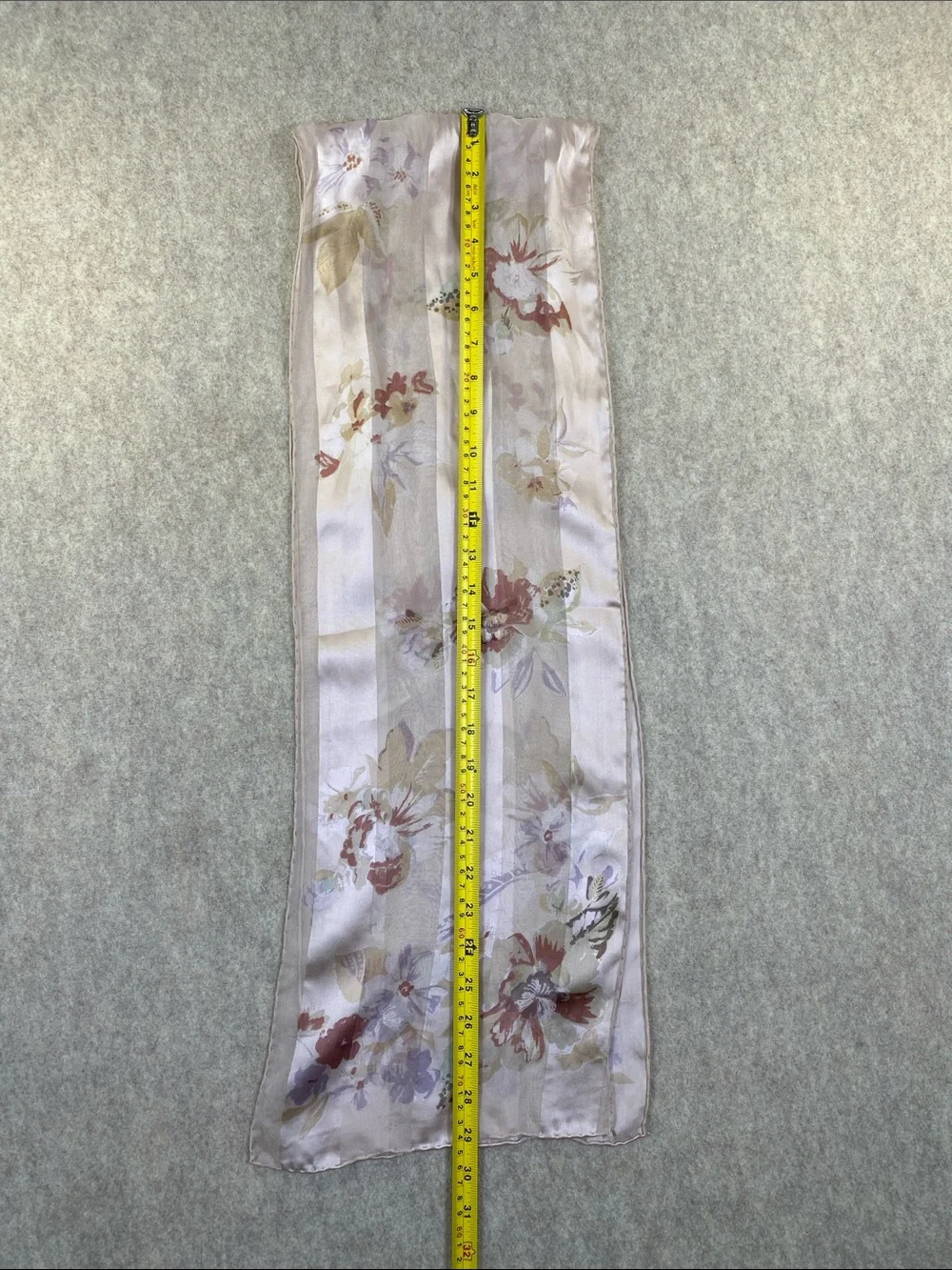 Bill Blass Vintage Silk Floral Striped Scarf Pink Taupe